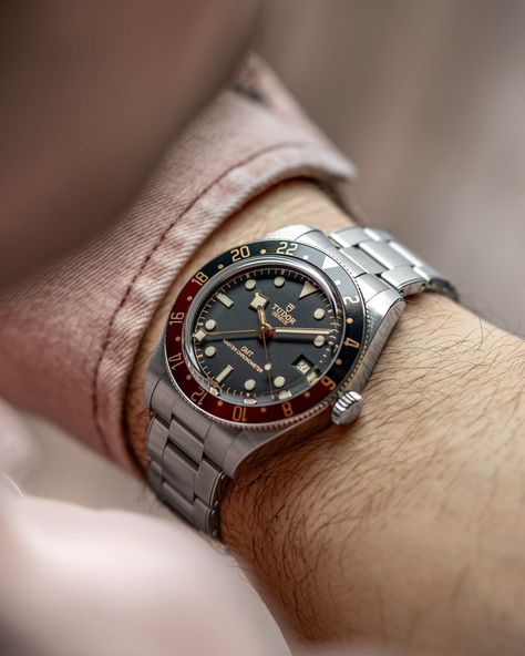 Teddy Baldassarre | It was the watch everyone wanted, and Tudor delivered the Black Bay 58 GMT this year at Watches & Wonders. It's burgundy and black bezel… | Instagram Tudor Gmt, Teddy Baldassarre, Tudor Black Bay Gmt, Tudor Black Bay 58, 2024 Manifestations, Gentleman Watch, Tudor Watch, Tudor Watches, Tudor Black Bay