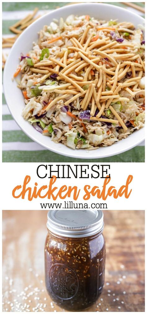 Chinese Chicken Salad Dressing, Chicken Salad Dressing, Chinese Chicken Salad Recipe, Best Salads Ever, White Salad, Asian Chicken Salads, Lil Luna, Chinese Chicken Salad, Yummy Salads