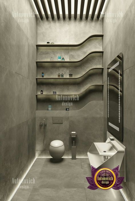 Bathroom Ledge Wall Design, Ledge Wall Toilet Design, Washroom Niche Design, Bathroom Ledge Wall, Toilet Niche Design, Toilet Niche, Ledge Wall, Bathroom Grey, Latest Bathroom Designs