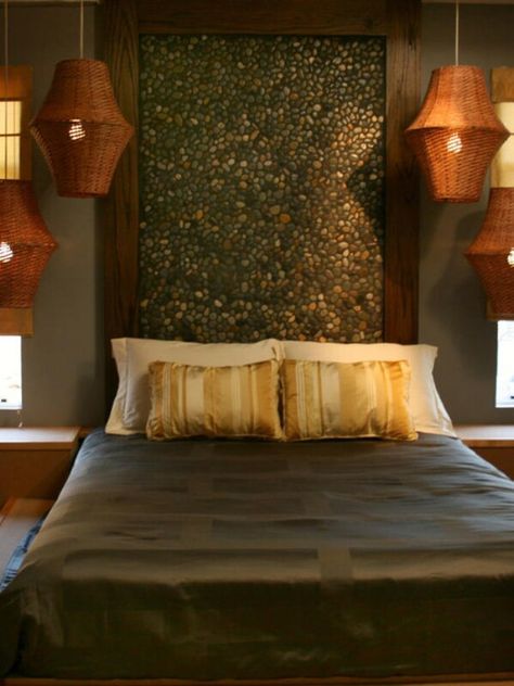 37. Stone Headboard Modern Asian Bedroom, Stone Headboard, Wood Headboards, Cool Headboards, Asian Bedroom, Creative Headboard, Design Ložnic, Vintage Headboards, Zen Bedroom