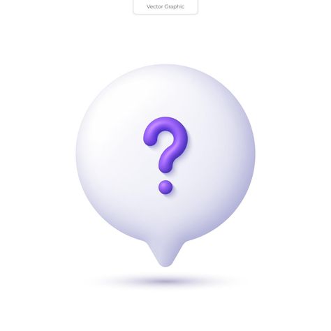 3D realistic round speech bubble icon with question mark. FAQ, support, help concept. 3D vector render illustration. Faq Icon, Question Icon, Bubble Icon, Question Mark Icon, 3d Vector, 3d Images, 3d Icons, Speech Bubble, Question Mark