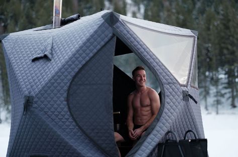 SweatTent: The portable, powerful, anywhere sauna. | Indiegogo Mobile Sauna, Portable Sauna, Stainless Steel Stove, Sauna Steam Room, Traditional Saunas, Steam Sauna, Sauna Design, Fitness Gadgets, Glamping Site