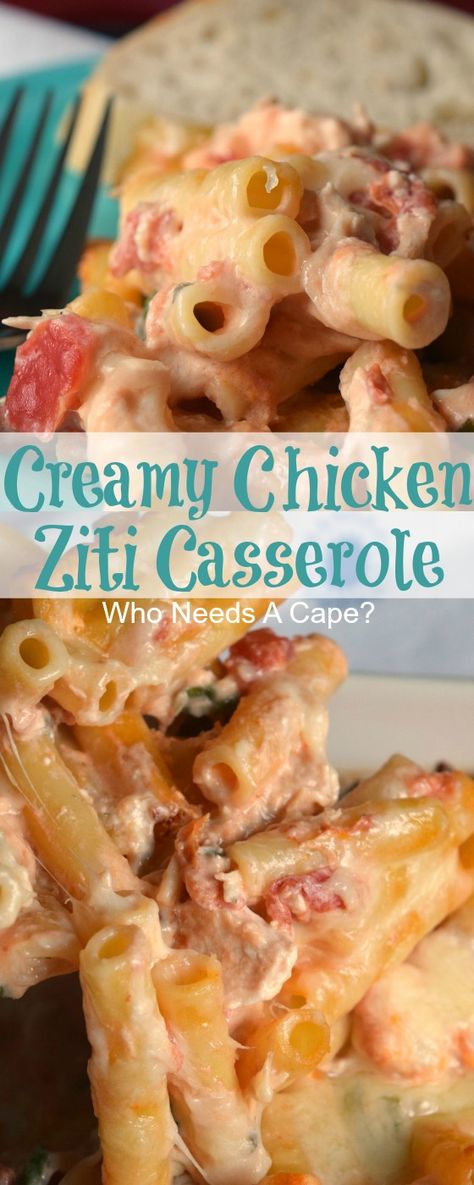 Bring Creamy Chicken Ziti Casserole to the dinner table, you'll get rave reviews. Loaded with diced tomatoes, spinach, and cheese, it is delish! Chicken Ziti, Ziti Casserole, Chicken Casseroles, Diy Easy Recipes, Tres Leches Cake, Diced Tomatoes, Spinach And Cheese, Kielbasa, Food Blogs