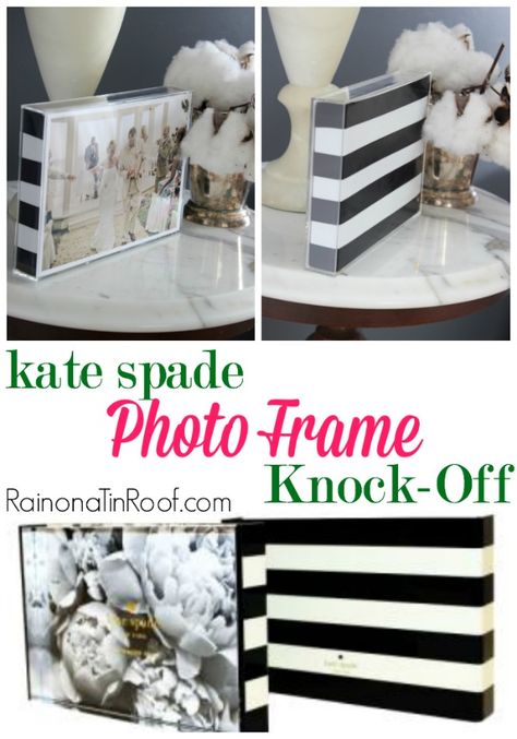 I almost put this photo frame on my wish list, but then I realized I could do an easy Kate Spade Knock-Off of it. It only took about 15 minutes and cost $5. Kate Spade Diy, Kate Spade Decor, Kate Spade Inspired, Tape Crafts, Décor Diy, Crafty Diy, Photo Craft, Diy Organization, Diy Frame