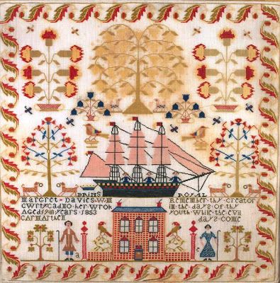 Vintage Samplers, Antique Samplers, Embroidery Sampler, Wool Embroidery, Bird Motif, Cross Stitch Samplers, Antique Textiles, Rug Hooking, Cross Stitch Embroidery