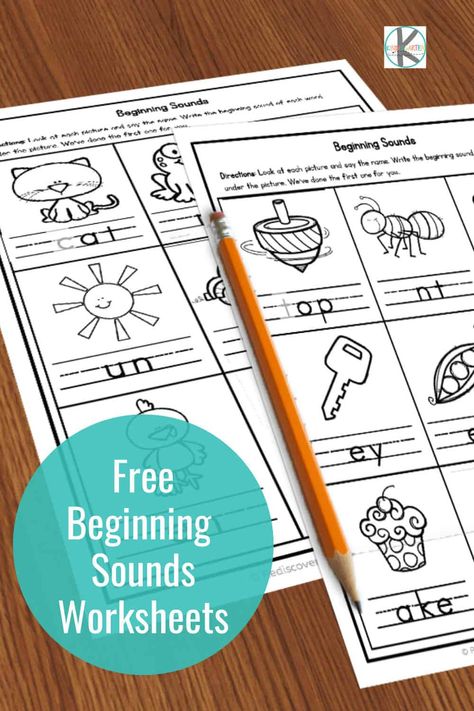 Free printable beginning sounds worksheets are perfect for early readers who are starting to sound out words and develop phonemic awareness. Use in kindergarten and first grade. Click through to download the free worksheets! Beginning Sounds Worksheets Free, Pie Printable, Initial Sounds Worksheets, Initial Sound Activities, Kindergarten Phonics Activities, Phonics Puzzles, Tutoring Ideas, Curriculum Preschool, Beginning Of Kindergarten