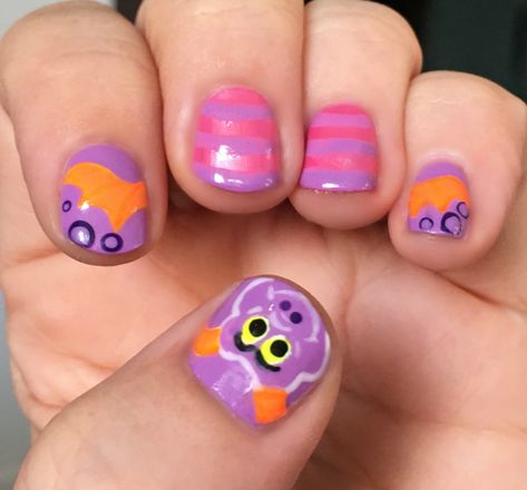 Disney Figment Nail Art, Disney Festival Of The Arts Nails, Disney Figment Nails, Ratatouille Nail Art, Figment Disney Nails, Epcot Nails, Disney Figment, Figment Disney, Disney Worlds