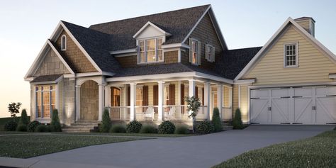 20 Dream House Plans You're Going to Flip For Farmhouse With Wrap Around Porch, Southern Living House Plans, Stone Creek, Home Exterior Ideas, Creek House, Casa Country, Classic Cottage, Southern House Plans, Future House Ideas