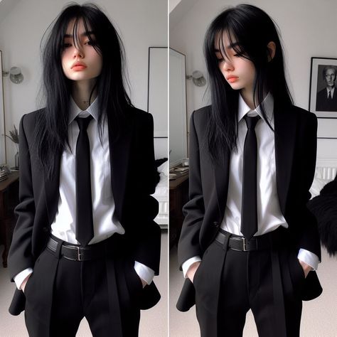 Girl Tuxedo, Hair Clothes, Les Miserables, Baggy Pant, Fashion Pictures, Suits For Women, Style Fashion, Loose Fitting