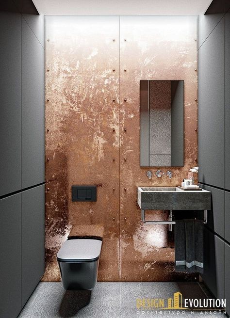 copper love Quirky Cloakroom, Loft Toilet, Cloakroom Bathroom, Spa Bathroom Decor, Luxury Bathroom Master Baths, Copper Bathroom, Architecture Bathroom, Spa Decor, Bathroom Design Decor