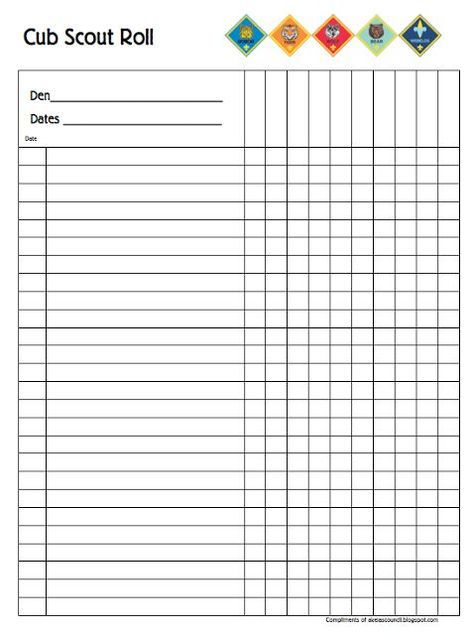 Cub Scout Meeting Attendance Record Cub Scout Oath, Scout Organization, Lion Scouts, Cub Scout Law, Cub Scout Skits, Attendance Sheets, Scouts Activities, Cub Scout Games, Boy Scout Activities