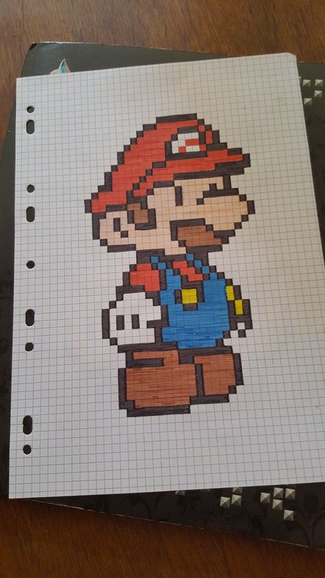 Grid Paper Art Drawings, Square Paper Drawing, Grid Paper Art, Pixelart Anime, Pixel Art Mario, Square Drawing, Modele Pixel Art, Graph Paper Designs, Graph Paper Drawings