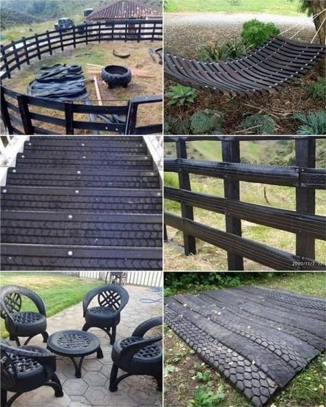 Recycled Tires Ideas, Tire Fence, Recycling Tires, Old Tyres, Tires Ideas, Recycled Tires, Reuse Old Tires, Tire Garden, Tyres Recycle