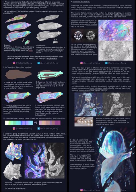 Celestial Fang Tutorial, How To Draw Pearlescent, How To Color Holographic, Crystal Rendering Tutorial, Crystal Tutorial Digital, How To Draw Irredescent, Iridescent Tutorial Drawing, Iridescent Art Tutorial, How To Color Iridescent