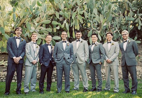 mismatched gray groomsmen suits | tuxes tuxedo suits mix and match wedding groom Groomsmen Mix And Match, Mix Matched Groomsmen Attire, Mixed Suits Groomsmen, Mixed Groomsmen Suits, Mix And Match Groomsmen, Groomsmen Mismatched, Mix Match Groomsmen Suits, Mix Match Groomsmen, Mismatched Groomsmen Suits