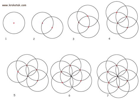 The Flower of Life - with a Pair of COMPASSES How To Draw Flower Of Life Step By Step, How To Draw The Flower Of Life, How To Draw Flower Of Life, How To Draw Sacred Geometry Step By Step, Flower Of Life Drawing, Flower Of Life Art, Flower Of Life Mandala, Compass Drawing, Flowers Mandala