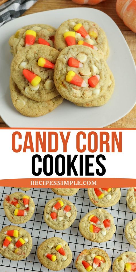 Turkey Cookies With Candy Corn, Corn Cookies Recipe, Best Fall Cookies, Candy Corn Recipe, Corn Cookies, Spooky Halloween Desserts, Candy Corn Cookies, Cookies To Make, Easy Candy