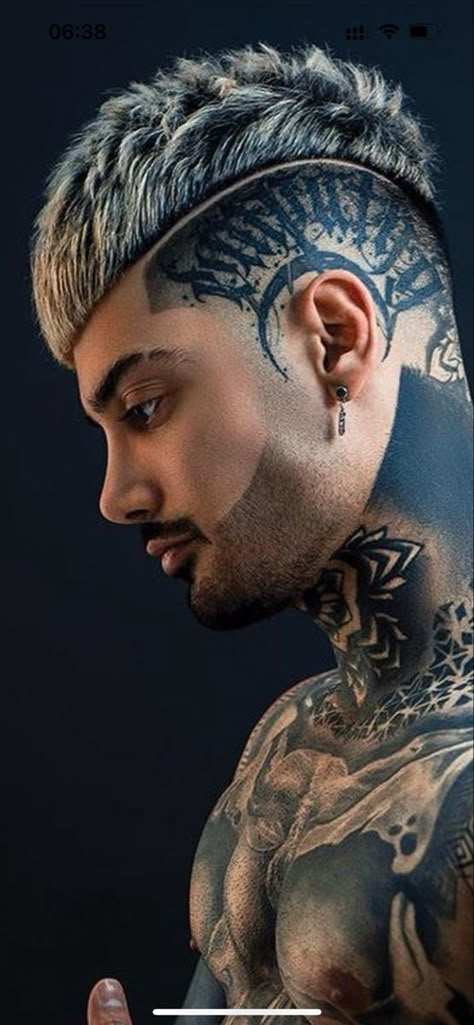 Side Of Head Tattoo Ideas, Side Of The Head Tattoo, Scalp Tattoos Men, Forehead Tattoo Men, Side Of Head Tattoo Men, Side Face Tattoo Men, Full Head Tattoo, Sideburn Tattoo Guys, Side Head Tattoo