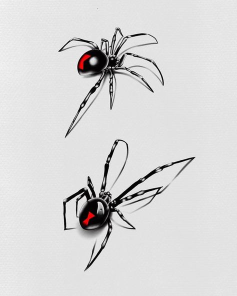 Black Widow Spider Tattoo, 3d Spider Tattoo, Black Widow Tattoo, Japanese Snake Tattoo, Spiderman Tattoo, Spider Drawing, Insect Tattoo, Black Widow Spider, Scary Tattoos