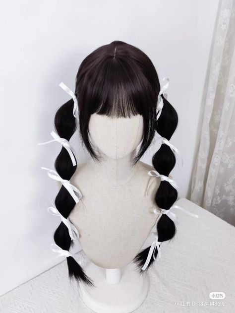 Harajuku Hair, Cosplay Hair, Kawaii Hairstyles, Ribbon Hairstyle, Hair Stylies, Hair Up Styles, Anime Hair, Hair Reference, Hair Inspiration Color