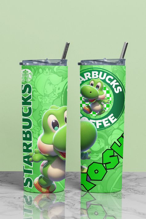 Cartoon Starbucks Yoshi Tumbler Wrap, 20oz Skinny Tumbler Design, Sublimation Design, Yoshi Tumbler, 20oz Skinny Straight , Cartoon Tumbler Tumbler 20oz, Super Mario Brothers, Mario Brothers, Tumbler Design, Tumbler Designs, Super Mario, Tumbler Wrap, Sublimation Design, Digital Drawing