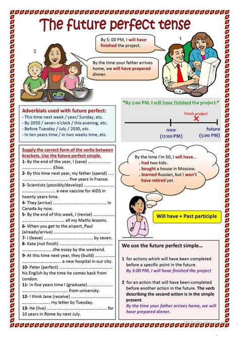 Future Perfect Tense Worksheets, Future Perfect Tense, Future Tense Verbs, Tenses Exercises, English Grammar Tenses, English Teaching Materials, Perfect Tense, Grammar Exercises, Future Tense