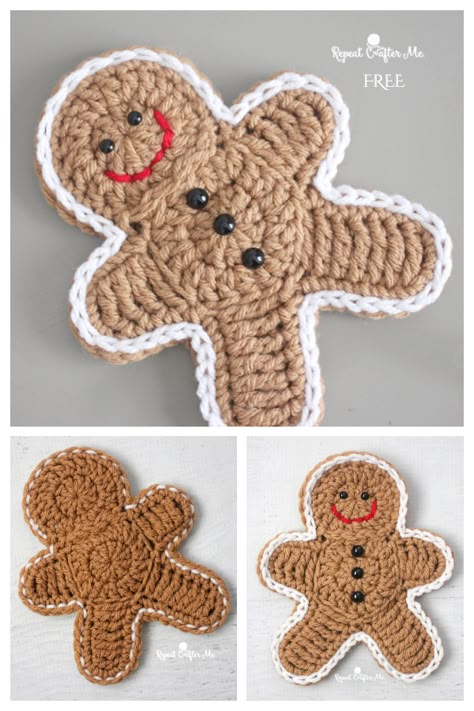 Crochet Gingerbread Man, Amigurumi Crochet Free Pattern, Crochet Gingerbread, Crochet Christmas Ornaments Free, Bookmark Pattern, Crochet Ornament Patterns, Crochet Bookmark, Crochet Snowman, Crochet Xmas