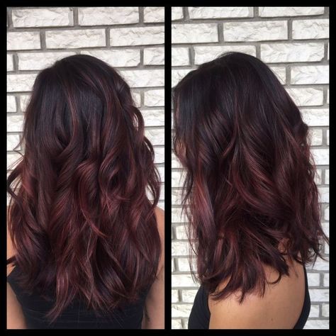 Color! Pelo Color Vino, Auburn Hair Balayage, Hair Plait, Burgundy Balayage, Plait Styles, Updo Easy, Hairstyles Anime, Red Balayage Hair, Hairstyles School