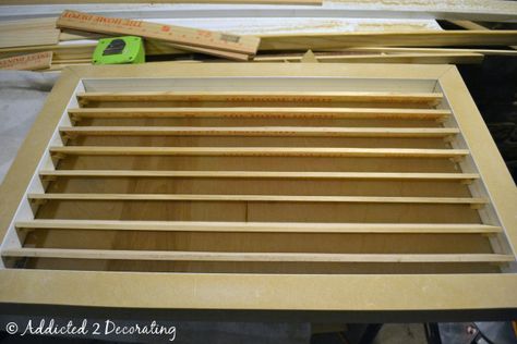 DIY Custom Wood Air Return Vent Cover Diy Millwork, Vent Covers Diy, Return Air Grill, Air Return Vent Cover, Cold Air Return, Wall Vent Covers, Return Air Vent, Diy Wood Headboard, Wall Vents