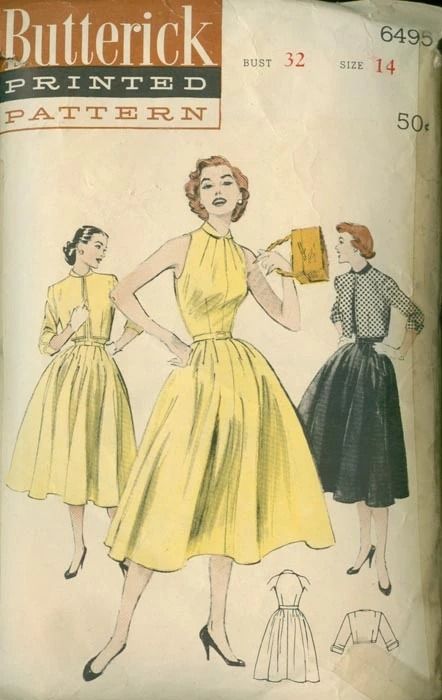 Rolled Collar, Collarless Jacket, Dress And Jacket, Butterick Pattern, Butterick Sewing Pattern, Costume Patterns, 1950s Dress, New Details, Pattern Books