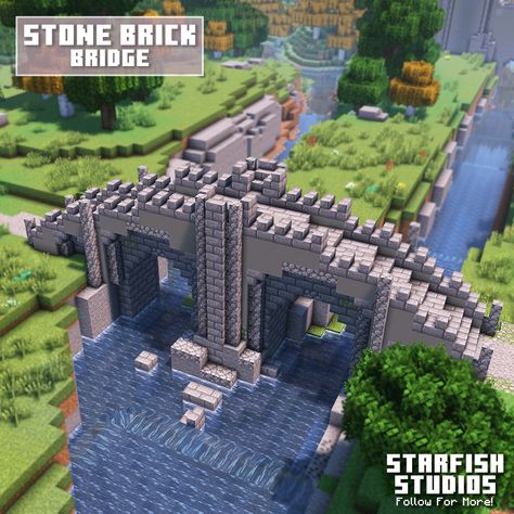 Stone Brick Bridge Minecraft, Minecraft Bridge Arch, Arch Bridge Minecraft, Minecraft Curved Bridge, Big Bridge Minecraft, Minecraft Stone Bridge, Bridges Minecraft, Minecraft Bridge Ideas Long, Minecraft Bridge Design