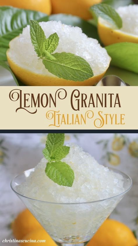 Coffee Granita Recipe, Italian Ice Recipe, Lemon Granita, Granita Recipes, Frozen Treats Recipes, Icee Recipe, Easy Delicious Dinners, Frozen Lemon, Lemon Ice