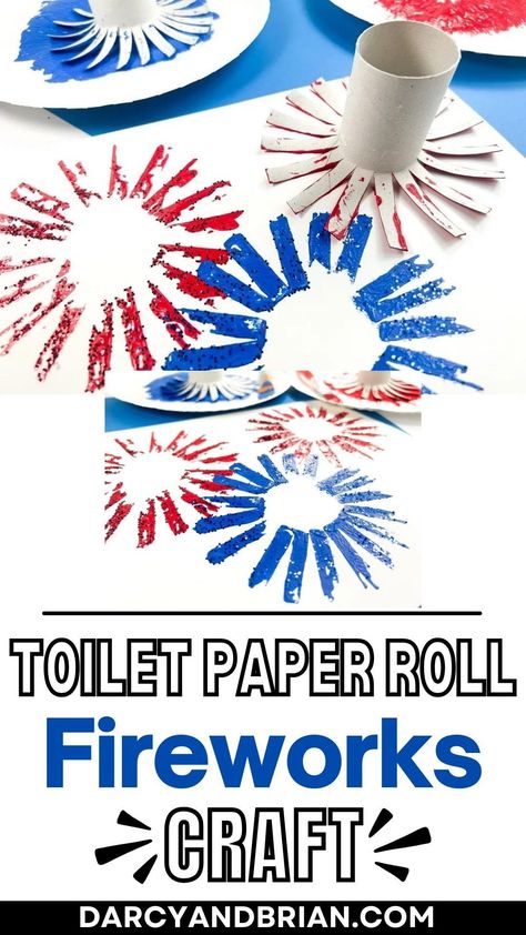 Kid Crafts For 4th Of July, Fun Crafts For 4th Of July, Fourth Of July Art Activities For Preschoolers, 4th Of July Fireworks Craft, Fun 4th Of July Crafts For Kids, 4 Of July Art For Preschool, Fourth Of July Arts And Crafts, Fourth July Crafts, Toilet Paper Roll Crafts 4th Of July