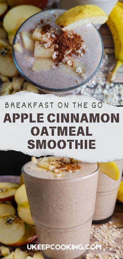 Looking for a quick and delicious breakfast? Try this Apple Cinnamon Oatmeal Smoothie—it's creamy, nutritious, and packed with the cozy flavors of apples and cinnamon. Blend frozen apples, bananas, oats, and spices for a smoothie that tastes like apple pie in a glass. Perfect for busy mornings or a healthy snack! Vegetarian Egg Bites, Frozen Apples, Oatmeal Smoothies Healthy, Apple Cinnamon Smoothie, Oatmeal Shake, Vegetarian Breakfast Casserole, Apple Smoothie Recipes, Cinnamon Smoothie, Apple Pie Smoothie