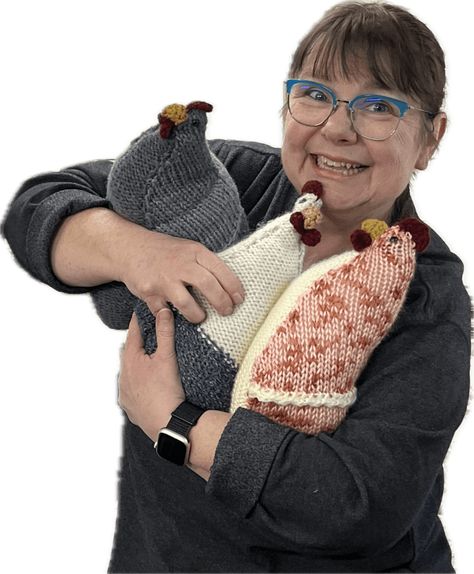 My Emotional Support Comfort Chicken! – Deliberately Creative Emotional Support Chicken Free Pattern, Knitted Chickens Free Pattern, Emotional Support Chicken, Addi Kingsize, Comfort Chicken, Knitting Toys, Circular Knitting Machine, Chicken Pattern, Chicken Lady