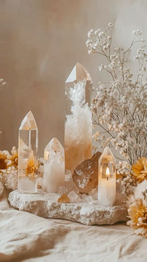 Nurturing Aesthetic, Manifest Crystal, Salon Vision Board, Aesthetic Goddess, Beauty Vision Board, Level 10 Life, Wabi Sabi Home Decor, Living Room Moodboard, Crystal House