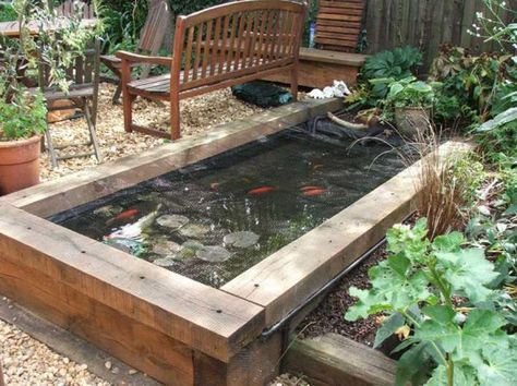 Above Ground Pond, Raised Pond, Kolam Koi, Garden Pond Design, Turtle Pond, Diy Pond, Pond Ideas, Pond Water Features, Aquaponics System