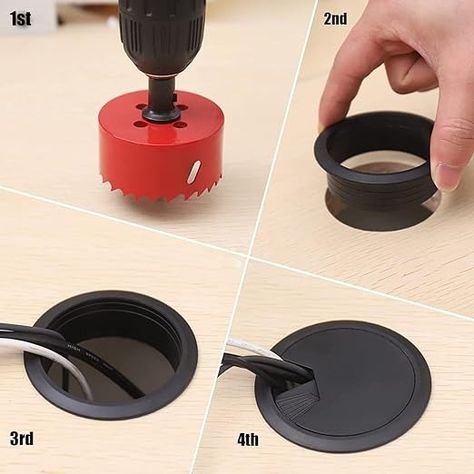 TuTuYa 8PCS Desk Grommet, Desk Grommet 2Inch(50mm) Desk Cable Grommet Desk Cable Hole Covers with Hole Saw, Ideal Solution for Office and Home Table Cable (Black, 2Inch_50mm): Amazon.com: Industrial & Scientific Cable Management Desk, Desk Grommet, Diy Computer Desk, Cable Tidy, Cable Grommet, Technical Drawings, Pc Desk, Hole Saw, Office Room