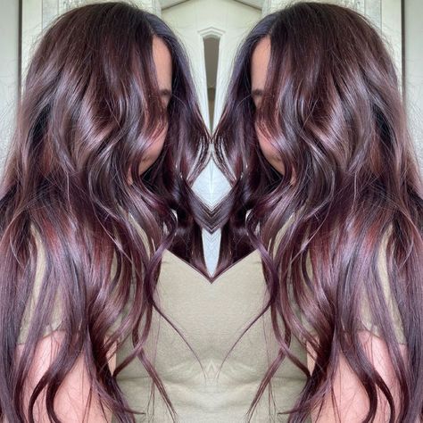 Videlia Puglisi | Vee on Instagram: “Dark raspberry chocolate 🍫 #hairstyles #haircut #hair #haircolor #hairstylist #haircolour #haircolors #balayage #balayagehighlights…” Chocolate Raspberry Balayage, Chocolate Lilac Hair Color, Chocolate Mauve Hair Color, Chocolate Lilac Hair, Chocolate Mauve Hair, Mauve Hair, Lilac Hair Color, Raspberry Chocolate, Lilac Hair