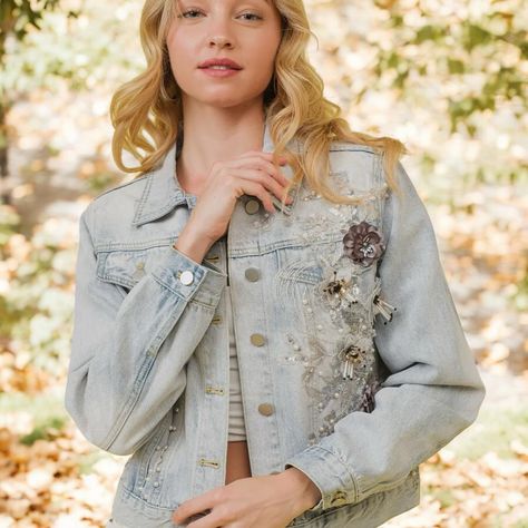 🍂 We are head over heels for our new fall collection! 🍁 This season, our must-have piece is the Flower Embellished Denim Jacket—it’s the perfect blend of casual cool and delicate detail. With intricate floral appliqués and subtle beadwork, this jacket is not just a piece of clothing; it’s a statement. Pair it with your favorite jeans or throw it over a dress for an effortlessly chic look that’s sure to turn heads. 🌸✨🌻 Ready to elevate your fall wardrobe? Visit us our website and embrace your... Embellished Jean Jacket, Scarf Coverup, Rebecca Black, Levi Denim Jacket, Embellished Denim Jacket, Flower Embellishments, Light Blue Flowers, Fall Events, Embellished Denim