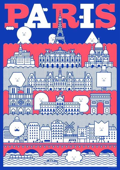 MONSTER CITY SERIES : SEOUL / PARIS on Behance Sticky Monster Lab, Monster World, City Puzzle, Sticky Monster, City Posters Design, Destination Branding, Paris Illustration, City Illustration, Creative Background