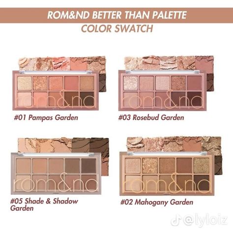 Romand Eyeshadow, Eyeshadow Swatches, Color Swatch, Rose Buds, Best Makeup Products, Makeup, Pins, Quick Saves, Color