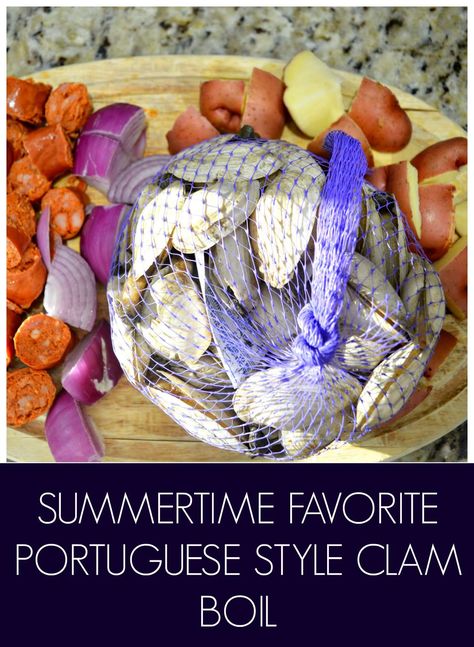 Clam Boil Recipe, Clam Boil, Steamer Clams, Portuguese Style, Seafood Boil Recipes, Family Room Rug, Summer Recipe, Refinished Furniture, Seafood Boil