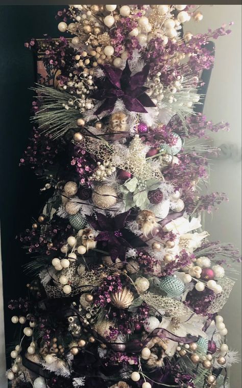 Plum & Sage Christmas Tree 2020 Purple And Mauve Christmas Tree, Purple Christmas Trees Ideas, Purple And Copper Christmas Tree, Purple And Silver Christmas Tree, Plum Christmas, Sugar Plum Christmas Tree, Sugar Plum Christmas, Plum Christmas Decor, Mauve Christmas Tree