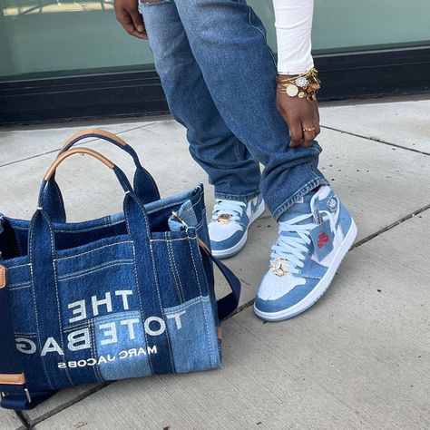 Jordan 1 Demin Outfit, Air Jordan 1 Jeans, Denim 1s Outfit, Jean Jordan 1s, Jordan 1 Denim Outfit, Denim Jordan 1s Outfit, Denim Jordan 1s, Denim Air Jordan 1, Air Jordan 1 Denim