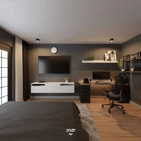 Men Advice, Small Bedroom Ideas For Men, Elite Aesthetic, Small Room Setup, White Tv Stand, Mens Room Decor, Man Cave Bedroom, Bedroom Ideas For Small Rooms Diy, Mens Bedroom Decor