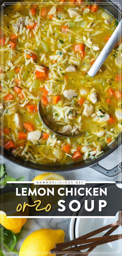 LEMON CHICKEN ORZO SOUP, comfort food, tasty dinner recipes Lemon Chicken Orzo, Orzo Soup Recipes, Lemon Chicken Soup, Orzo Soup, Orzo Recipes, Chicken Orzo, Chicken Orzo Soup, Lemon Chicken Orzo Soup, Best Soup Recipes