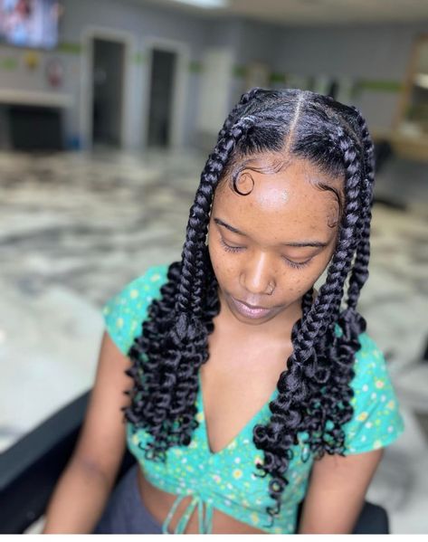 How To Do Coi Leray Braids At Home - Emily CottonTop Braids At Home, Leray Braids, Knotless Braids With Curly Ends, Hair Wishlist, Coi Leray Braids, Braids With Curly Ends, Jumbo Knotless, Protective Braids, Braiding Hairstyles