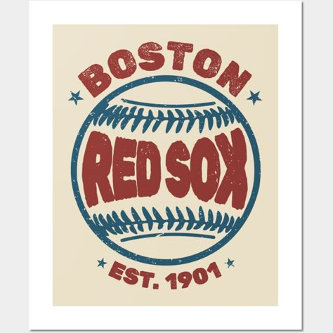 boston red sox - retro emblem -- Choose from our vast selection of art prints and posters to match with your desired size to make the perfect print or poster. Pick your favorite: Movies, TV Shows, Art, and so much more! Available in mini, small, medium, large, and extra-large depending on the design. For men, women, and children. Perfect for decoration. Boys Mood Board, Boston Graphic, Boston Red Sox Tattoos, Boston Red Sox Cross Stitch, Boston Wall Art, Red Wall Decor, Vintage Red Sox Poster, Boston Print, Boston Poster