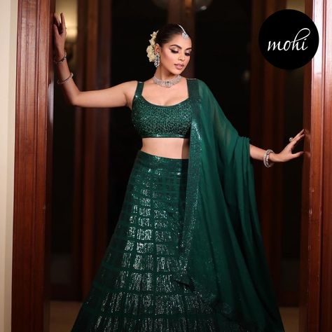 Embrace the allure of green with our stunning lehenga collection! From vibrant emeralds to delicate pastels, discover the perfect shade to elevate your ethnic ensemble. Whether it’s for a wedding, festive celebration, or a special occasion, let the richness of green captivate your style . . . Outfit By: @nehakhullarofficial Shop Now : www.mohifashion.com . . . . . #LehengaSarees #lehengaset #lehengawedding #LehengasOnline #lehengadilwali #lehengaa #lehengastyle #lehengaseason #lehengasuit #l... Green Lehenga Bridal, Cutdana Embroidery, Lehenga Bridesmaid, Engagement Lehenga, Sangeet Outfit, Reception Outfit, Georgette Lehenga, Lehenga Wedding, Green Lehenga